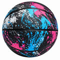 Ballon de basket extérieur coloré noir, bleu, rose et blanc