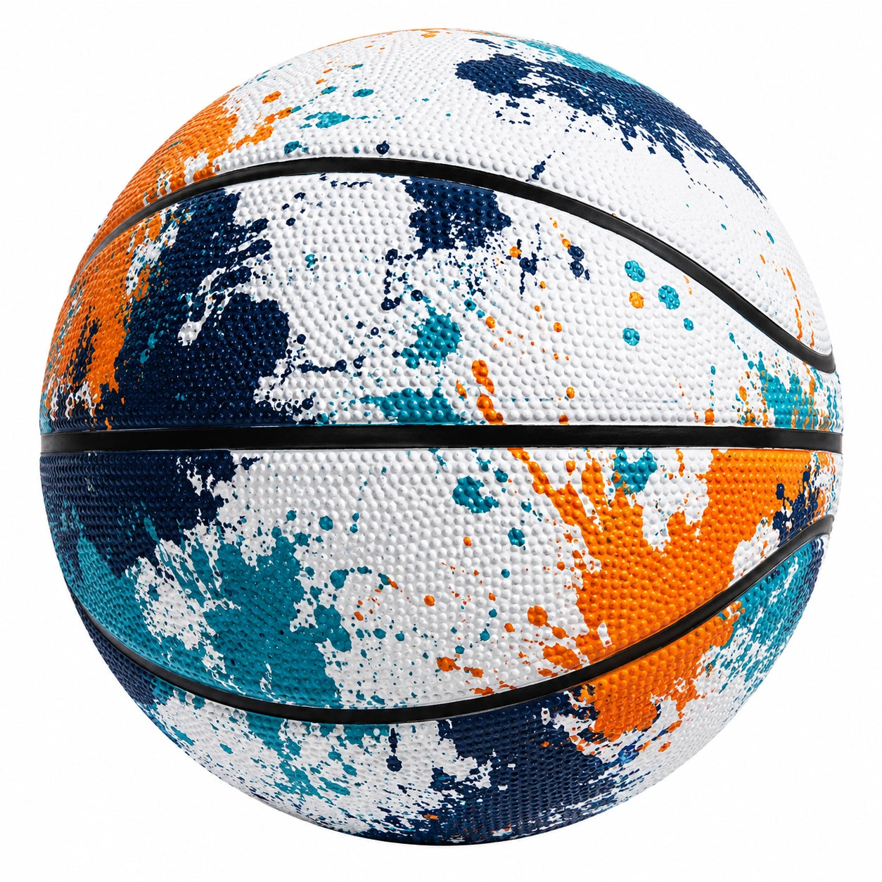 Ballon de basket extérieur blanc, bleu et orange