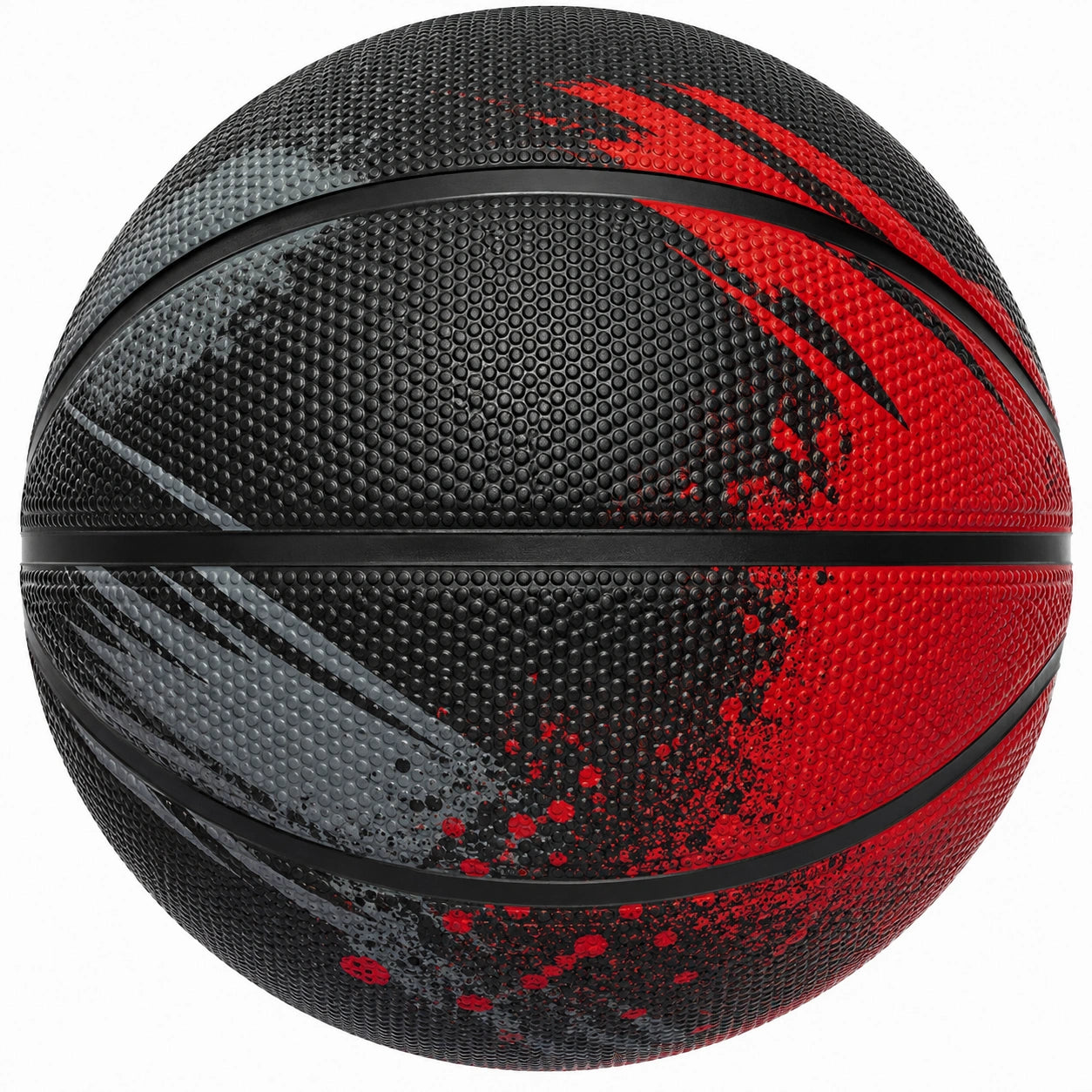 Ballon de basket extérieur noir, rouge et gris avec adhérence optimale