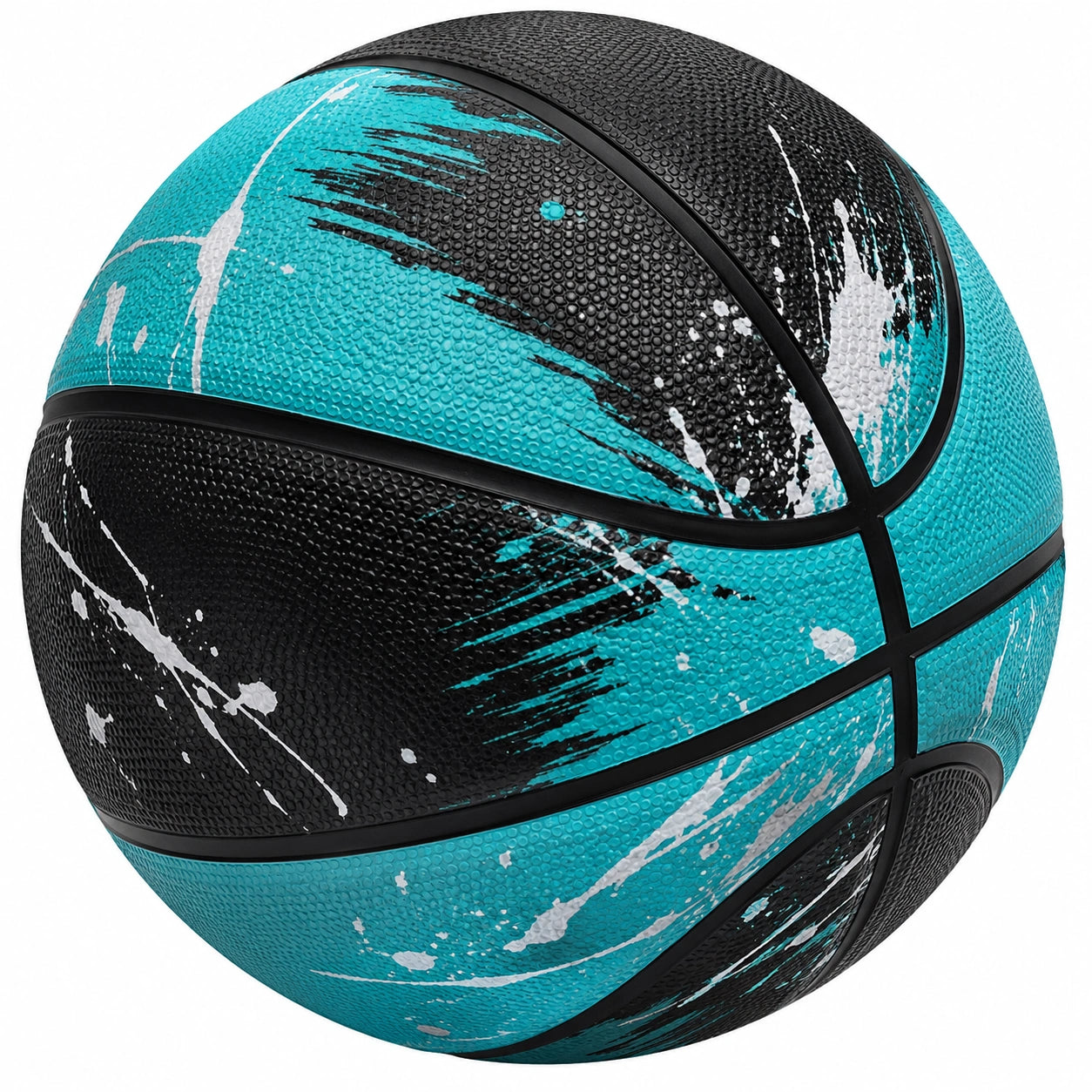 Ballon de Basketball Extérieur Antidérapant Noir/Turquoise/Blanc