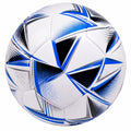 Ballon de football avec motifs géométriques bleu et blanc