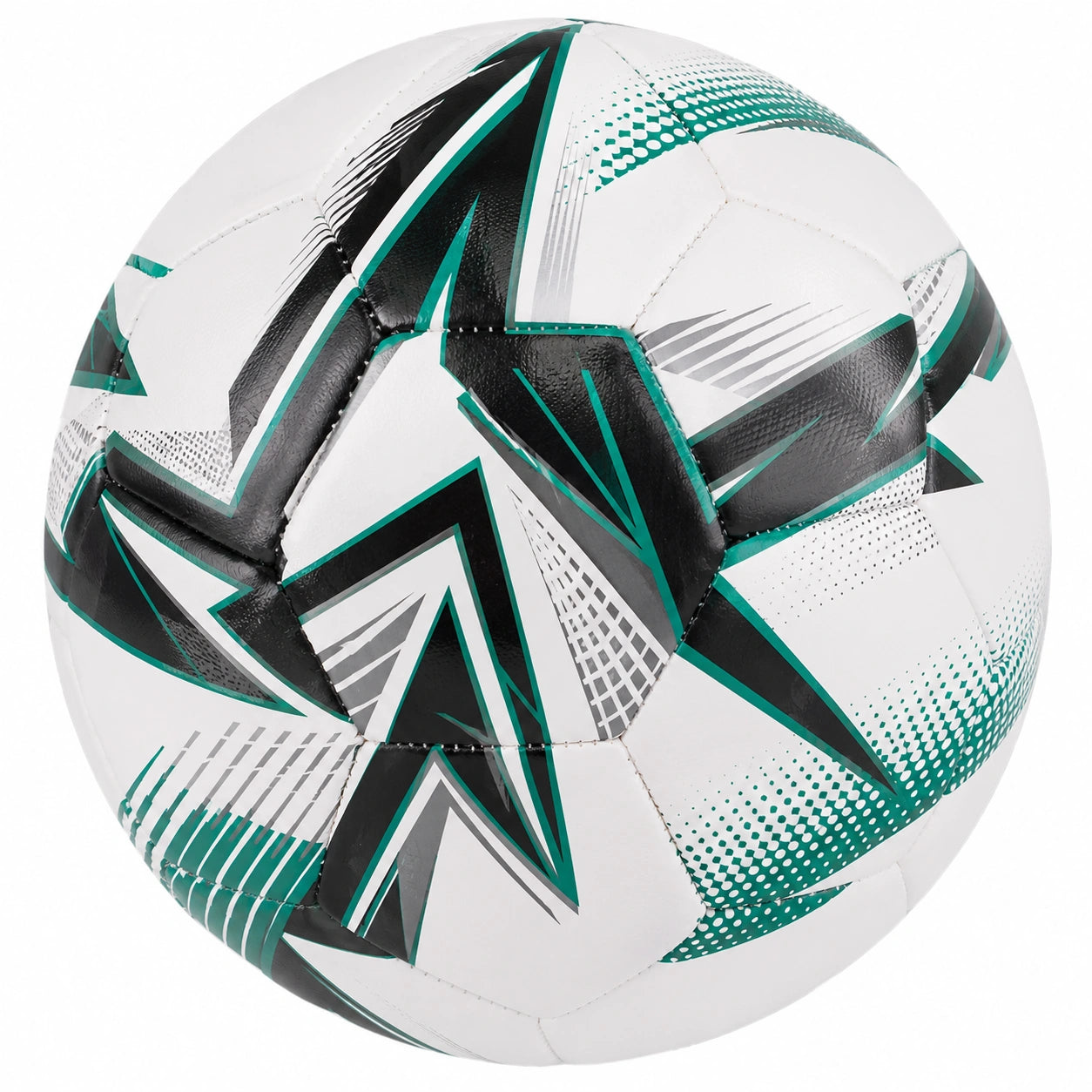 Ballon de football d'entraînement blanc, noir et vert