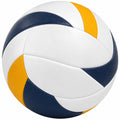 Ballon de volley en cuir synthétique blanc, bleu et jaune