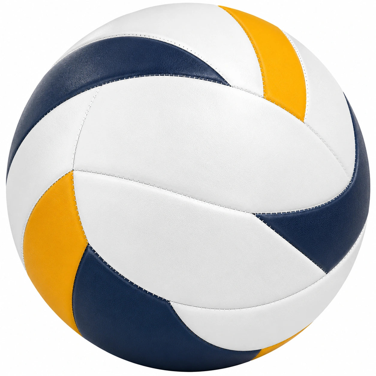 Ballon de volley en cuir synthétique blanc, bleu et jaune
