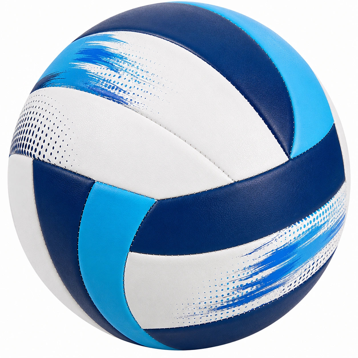 Ballon de volley-ball bleu et blanc avec structure cousue