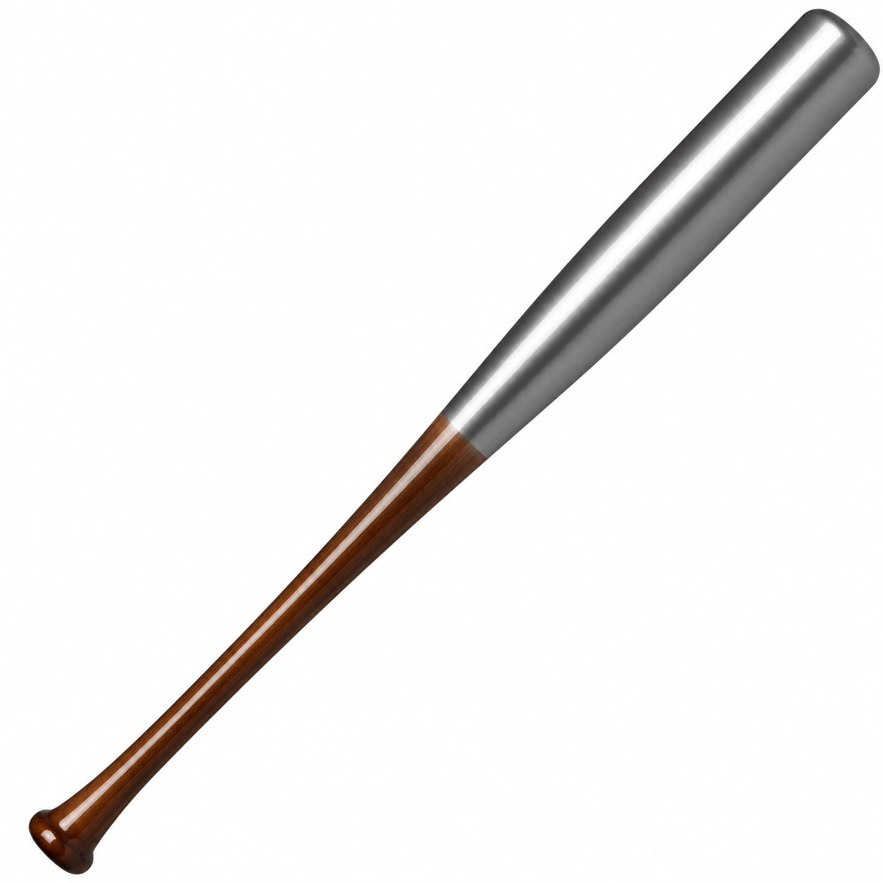 Batte de baseball en aluminium et bois 85 cm argentée et marron
