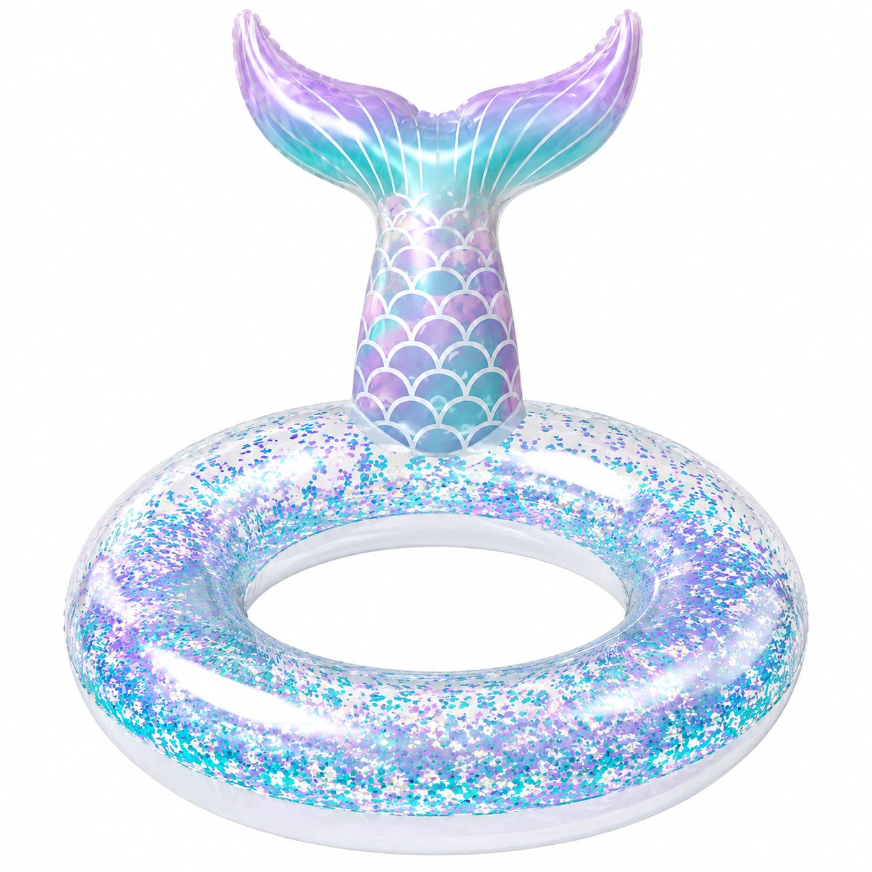 Bouée Sirène Gonflable avec Paillettes - Violet et Bleu