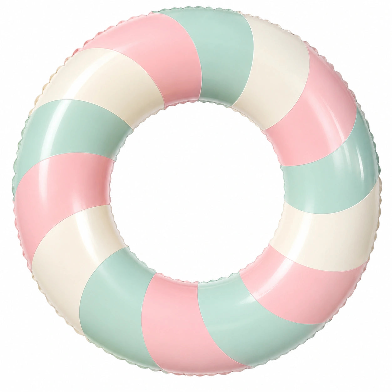 Bouée gonflable rayée pastel menthe rose crème