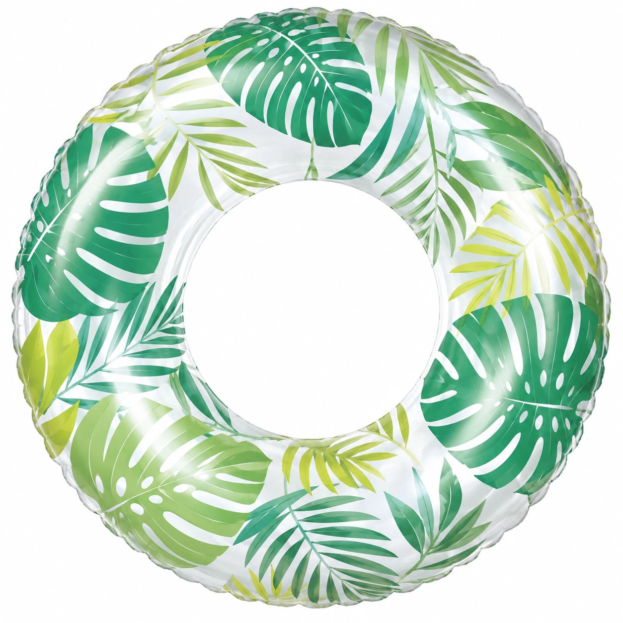 Bouée gonflable motif feuilles vertes tropicales