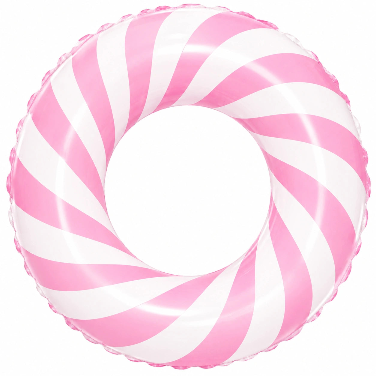 Bouée gonflable rayée rose et blanche