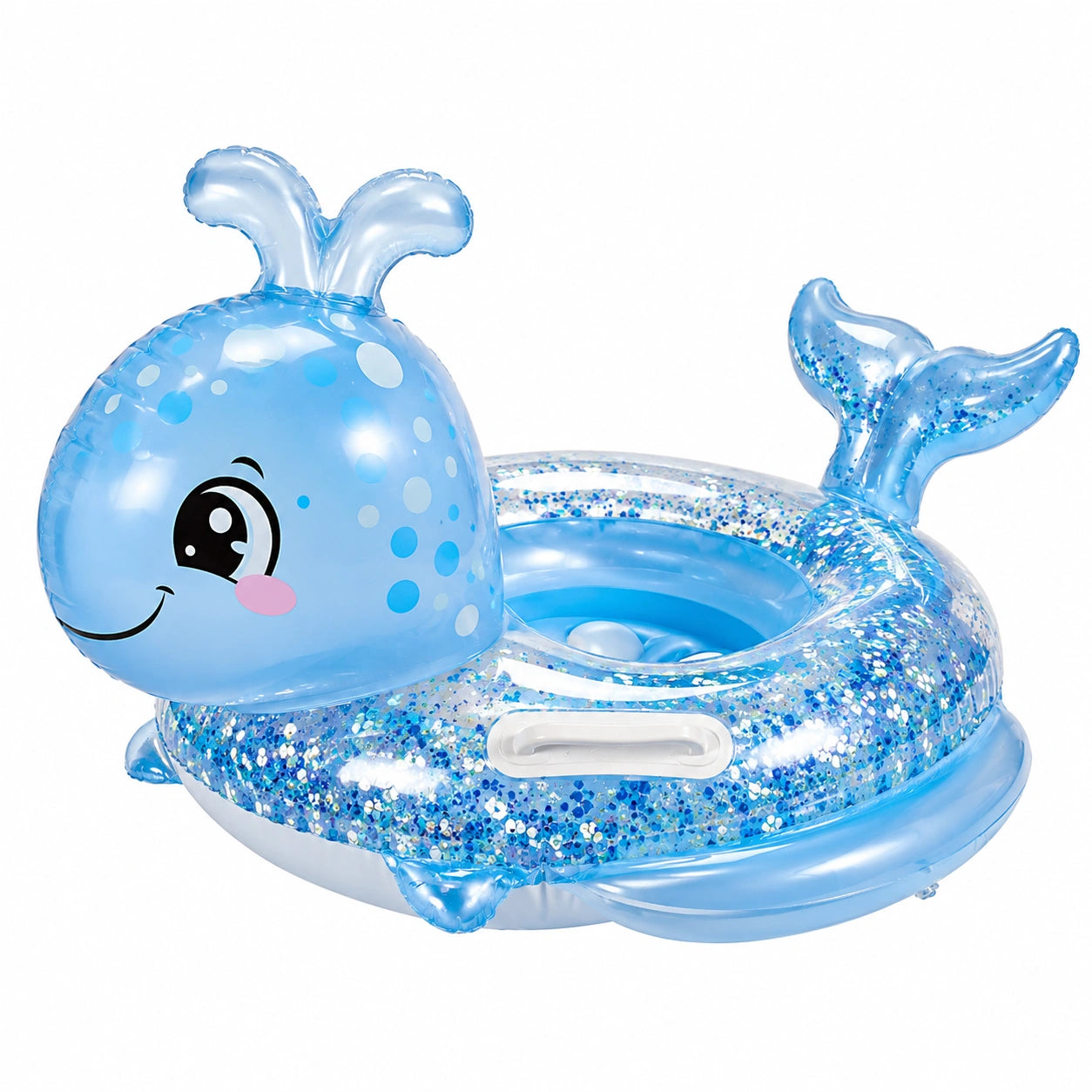 Bouée Baleine Gonflable Enfant avec Paillettes Bleu