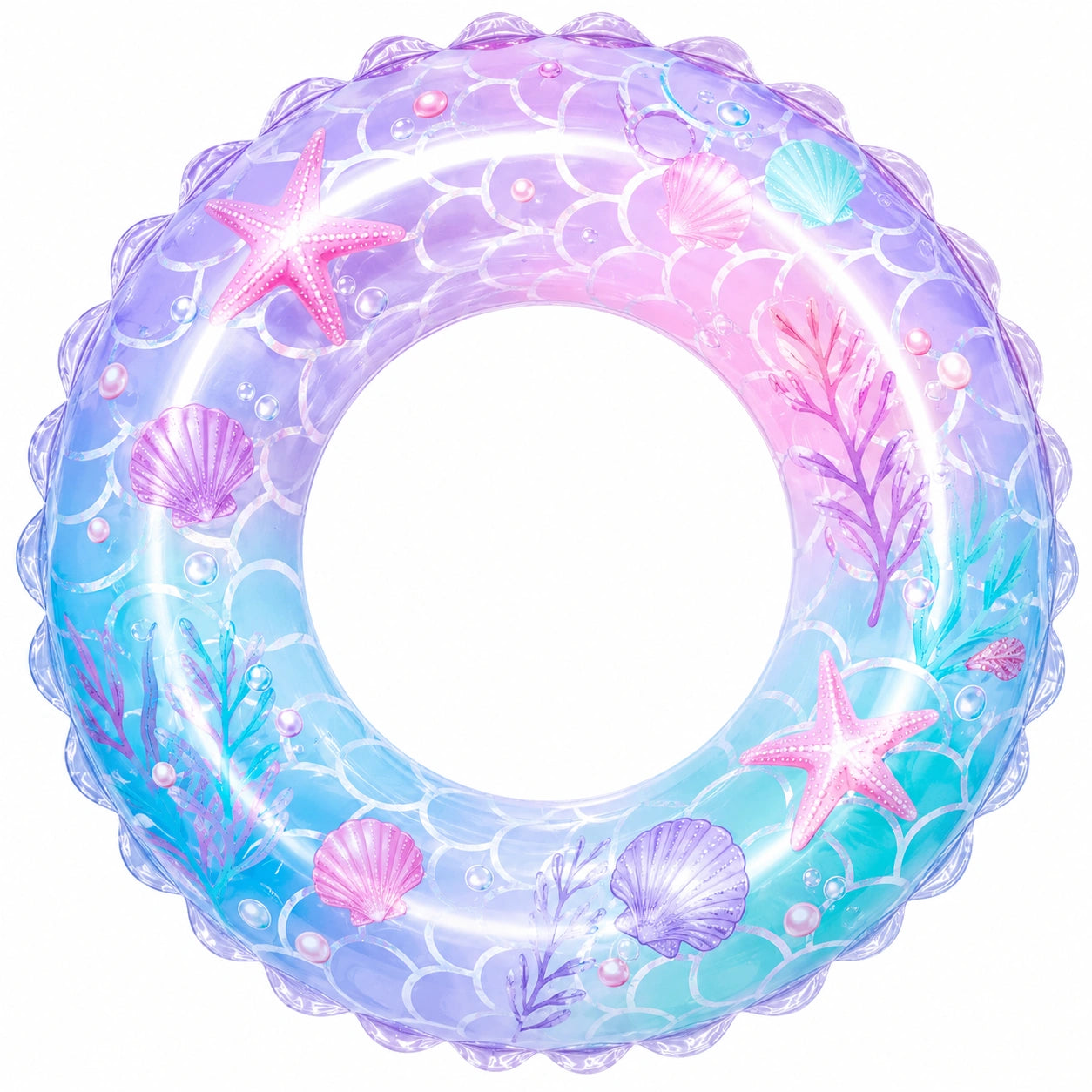 Bouée gonflable multicolore motifs marins