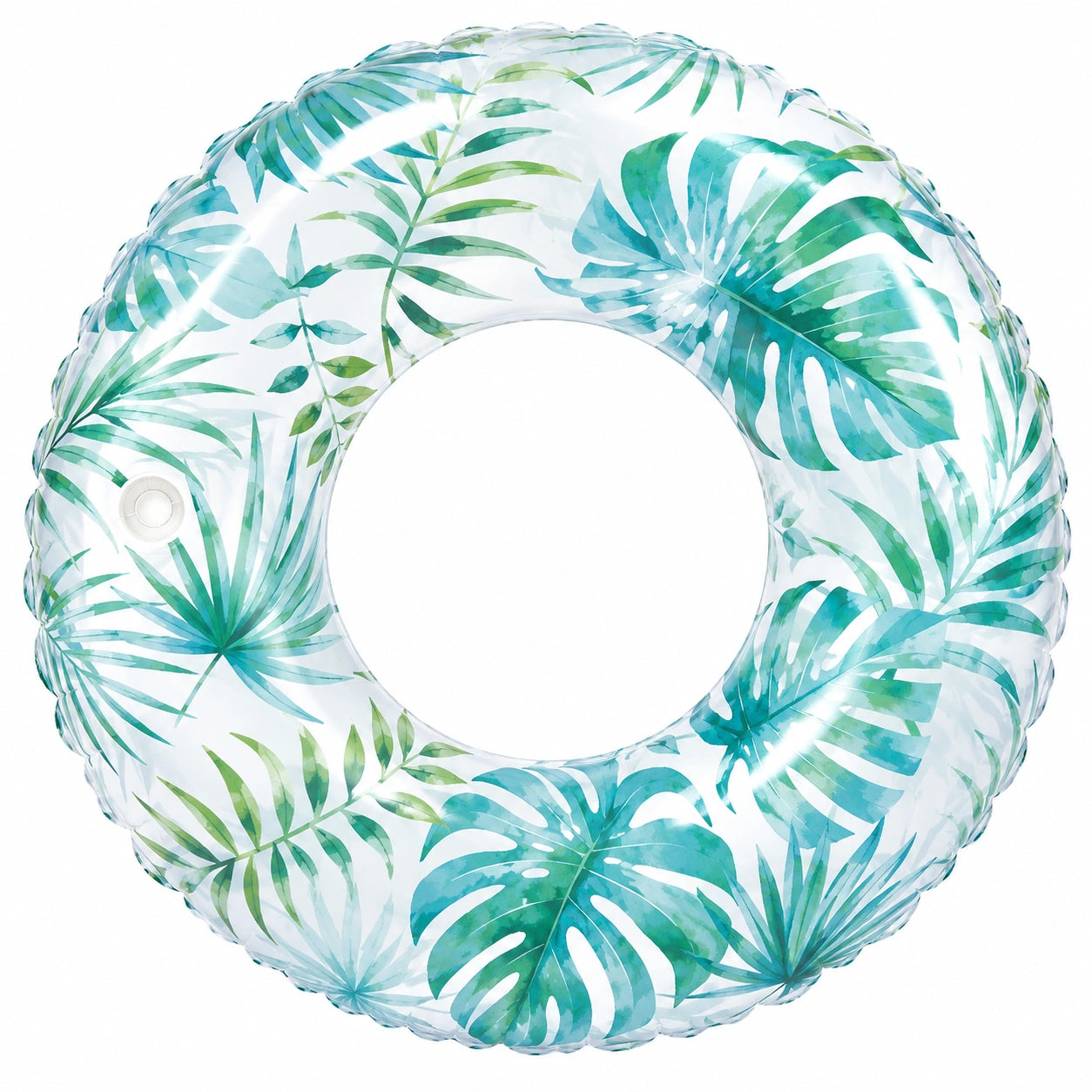 Bouée gonflable avec motifs de feuilles tropicales