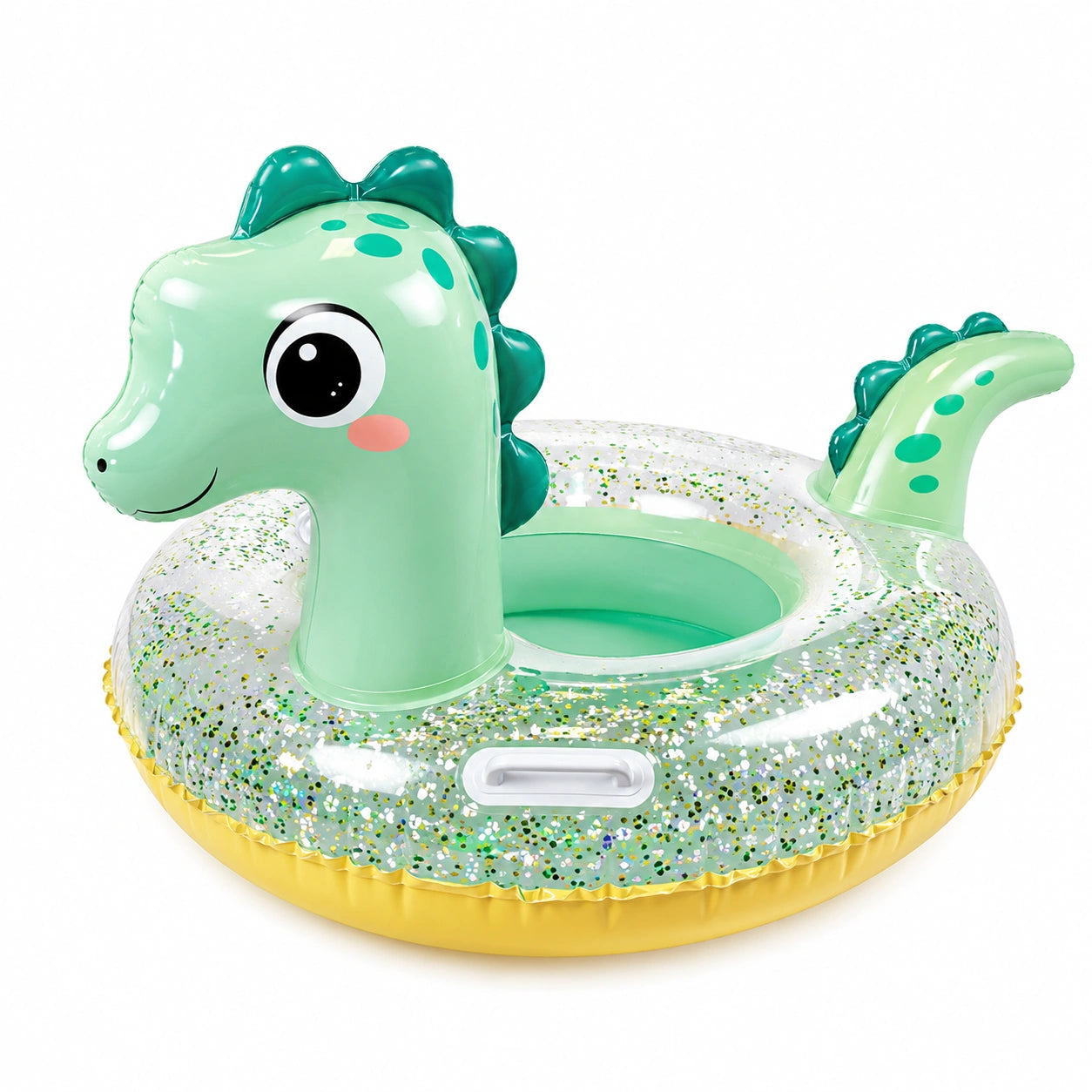Bouée gonflable pour enfant dinosaure vert avec paillettes