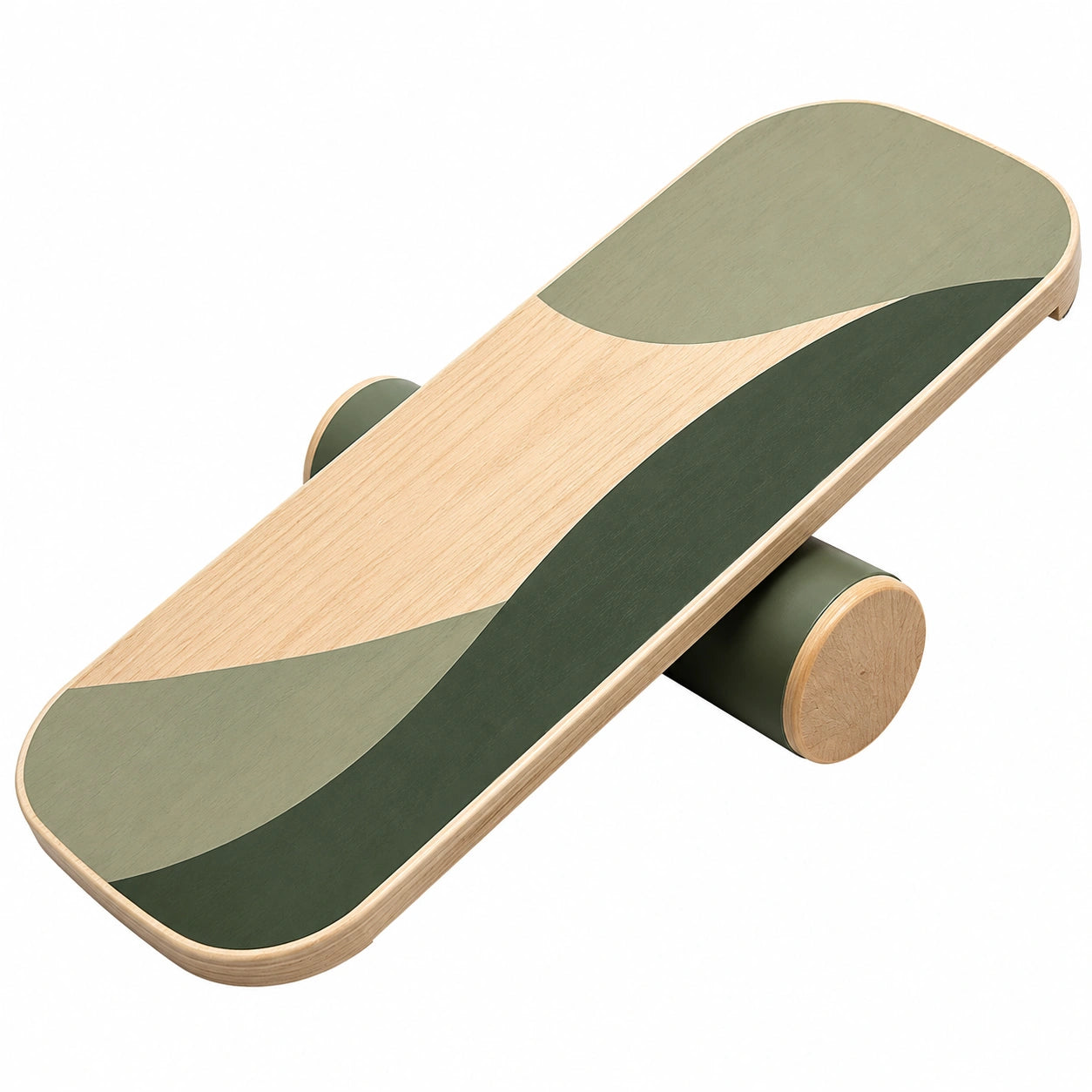 Planche d'équilibre en bois avec design moderne vert